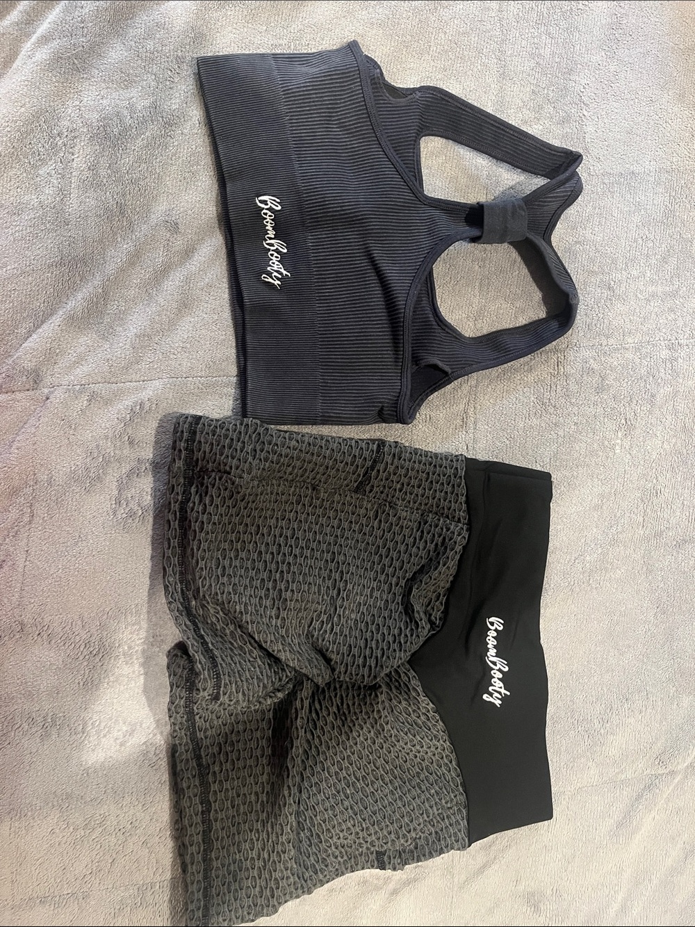 Seamless Black Boom Booty shorts and Sports Bra